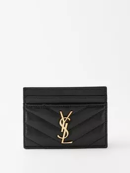 Визитница cassandre из кожи матлассе Saint Laurent, черный