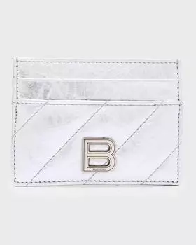 Визитница Crush Металлизированная Стеганая Balenciaga, цвет 8110 Silver