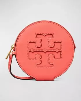 Визитница Ella на молнии из органической веганской кожи Tory Burch, цвет Coral Crush