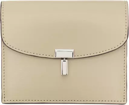 Визитница из бежевой кожи с замком T-Lock TOTEME