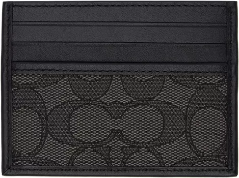 Визитница из черного фирменного жаккарда Coach 1941