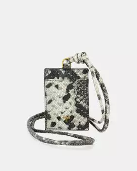 Визитница из черной кожи с принтом Latouche, мультиколор