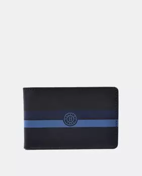 Визитница из черной кожи с синими деталями Bellido, черный