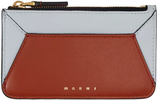 Визитница из коричневой и серой кожи теленка Marni