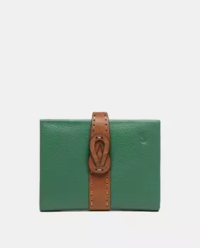 Визитница из коричневой кожи с контрастной деталью Abbacino, зеленый