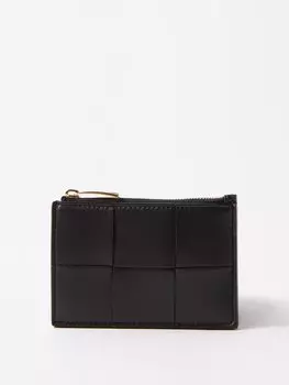 Визитница из кожи intrecciato на кассетной молнии Bottega Veneta, черный