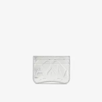 Визитница из кожи с печатью Alexander Mcqueen, серебряный