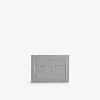 Визитница из кожи с тиснением бренда Dolce & Gabbana, графит