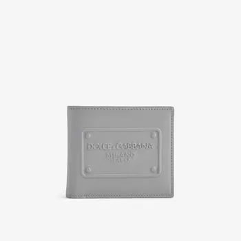 Визитница из кожи с тиснением бренда Dolce & Gabbana, графит