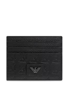 Визитница из кожи с тиснением орла Emporio Armani, черный