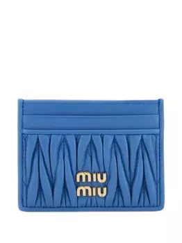Визитница из кожи с узором матлассе MIU MIU, синий