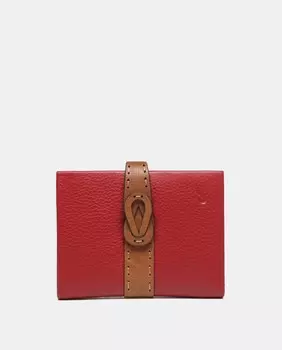 Визитница из красной кожи с контрастной деталью Abbacino, красный