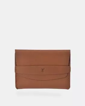 Визитница из матовой кожи светло-коричневого цвета с клапаном Emidio Tucci, коричневый