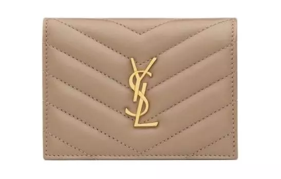 Визитница из овчины, маленькая, женская, пыльно-серая SAINT LAURENT