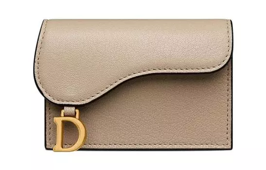 Визитница из овчины Saddle, женская, песочного цвета DIOR