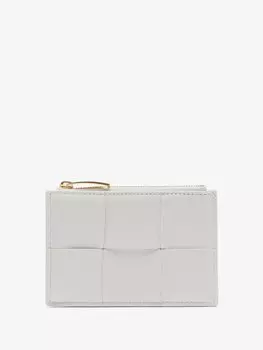 Визитница из плетеной кожи с кассетой Bottega Veneta, белый
