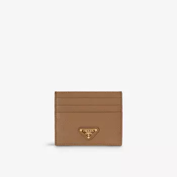 Визитница из сафьяновой кожи с логотипом Prada, коричневый