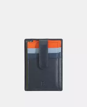 Визитница из телячьей кожи наппа темно-синего цвета с кнопкой Dudu, темно-синий