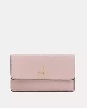 Визитница из текстурированной кожи с принтом Furla, розовый