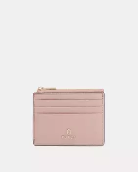 Визитница из текстурированной кожи с принтом Furla, розовый