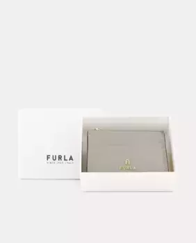 Визитница из текстурированной кожи с принтом Furla, светло-зеленый