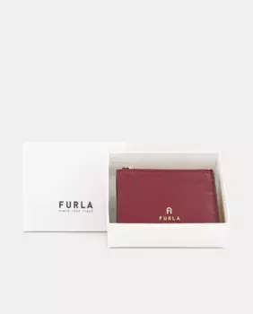 Визитница из текстурированной кожи с принтом Furla, красный