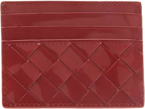 Визитница красного цвета из лакированной телячьей кожи Bottega Veneta