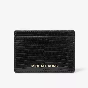 Визитница Michael Michael Kors Jet Set Lizard Embossed Leather, черный