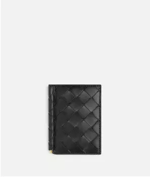 Визитница с клапаном Intrecciato и зажимом для купюр Bottega Veneta, черный