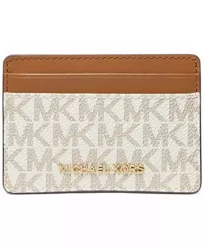 Визитница с логотипом Jet Set Michael Kors, коричневый/бежевый
