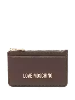 Визитница с логотипом на молнии Love Moschino, коричневый
