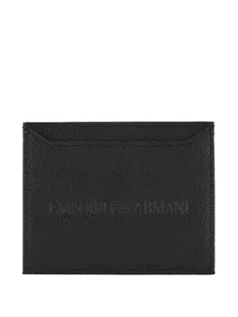 Визитница с тисненым логотипом Emporio Armani, черный