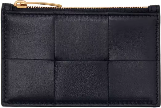 Визитница темно-синего цвета на молнии Bottega Veneta