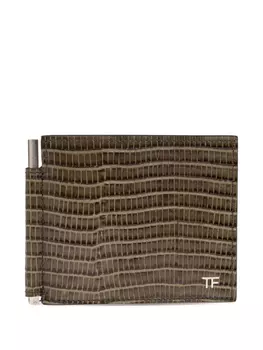 Визитница TOM FORD из кожи с эффектом крокодила, зеленый