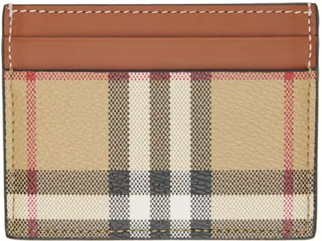 Визитница в клетку бежево-коричневого цвета Burberry