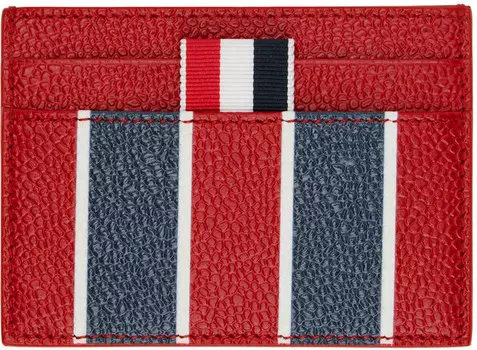 Визитница в красный тартан Thom Browne