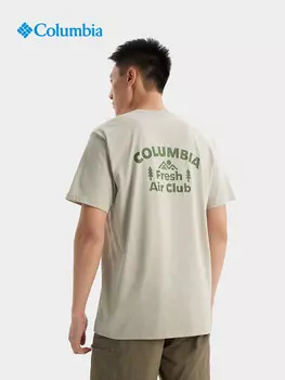 Влагопоглощающая спортивная футболка Columbia с короткими рукавами унисекс, бежевый