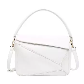 Вместительная маленькая сумка через плечо в геометрическом стиле. Сумка через плечо. Kitise, белый