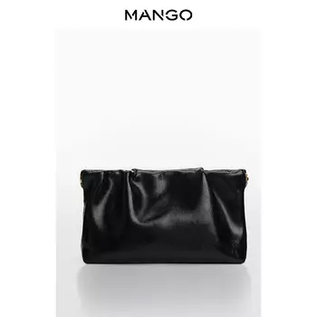 Вместительная сумка Mango через плечо с тонкой цепочкой, черный