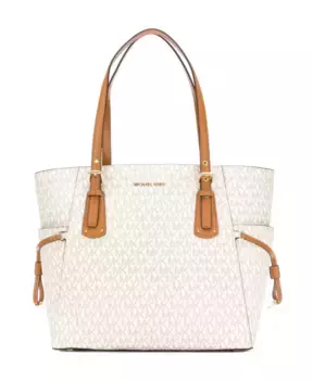 Вневременная сумка тоут из бежевой кожи voyager Michael Kors, белый