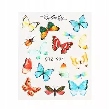 Водная наклейка для ногтей бабочки СТЗ-991, AllePaznokcie