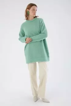 Водно-зеленая трикотажная туника с круглым вырезом ALL DAY