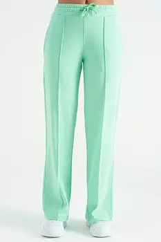 Водно-зеленый женский спортивный костюм с подробной передней строчкой и широкими штанинами, удобный низ Veryperi