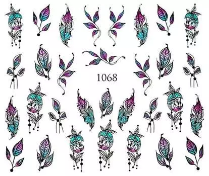 Водные наклейки для ногтей - №1068, Raisin