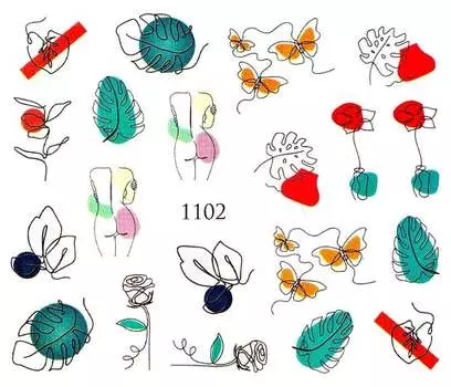 Водные наклейки для ногтей - №1102, Raisin