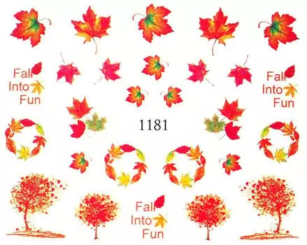 Водные наклейки для ногтей - №1181, Raisin