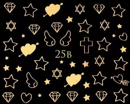 Водные наклейки металлизированные для ногтей - № 25Б., Raisin