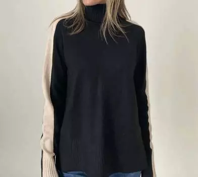 Водолазка Ali в черном/верблюжьем цвете SIX/FIFTY