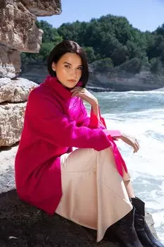 Водолазка фуксии с рукавами реглан Трикотажная туника ALL DAY