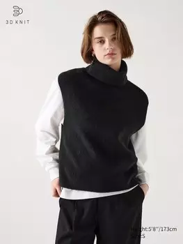 Водолазка из 3d вязаной пряжи-суфле Uniqlo, черный